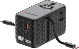 Verbatim Charge 'n' Travel GaN III Universal-Reiseadapter 70W grau/schwarz