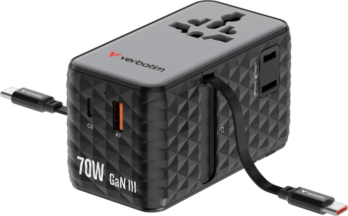 Verbatim Charge 'n' Travel GaN III Universal-Reiseadapter 70W