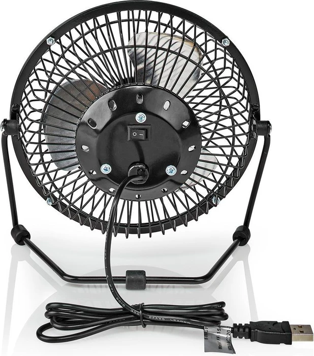 Nedis FNDK1BK15 USB Mini Tischventilator aus Metall 15cm schwarz