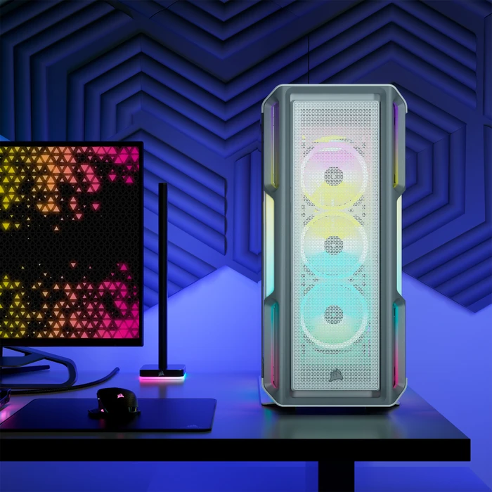 Corsair iCue 5000T RGB TG, weiß, Glasfenster