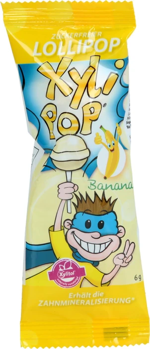 Miradent XyliPOPs Zahnremineralisierung Zahnpflege Lollipop Banane, 6g
