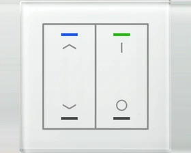 MDT Glastaster II Light 2-fach weiß, Temperatursensor, Symbol I/O und Auf/Ab