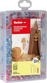 fischer EasyDIY Box Kinderzimmer Schrauben/Dübel-Sortiment inkl. Werkzeugbox, 133 Stück