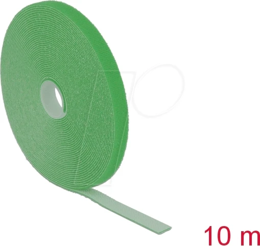 DeLOCK Klettband auf Rolle, 13mm, 10m, grün