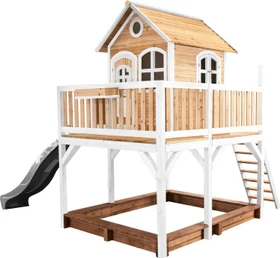 Axi Spielhaus Liam braun/weiß mit Rutsche grau