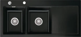 systemceram Mera Double Einbau Becken links mit Ablauffernbedienung nigra