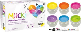 Kreul Mucki Porzellan-Fingerfarbe, 7 Farben, 50ml, 7er-Set