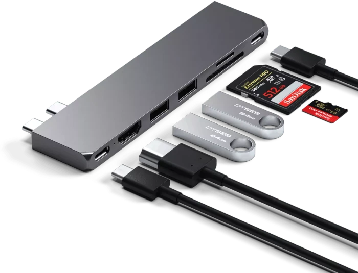 Satechi Pro Hub Slim Adapter, Space Gray, 2x USB4 [Stecker]