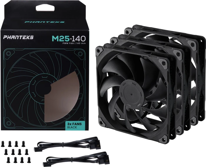 Phanteks M25-140 PWM, schwarz, 140mm, 3er-Pack