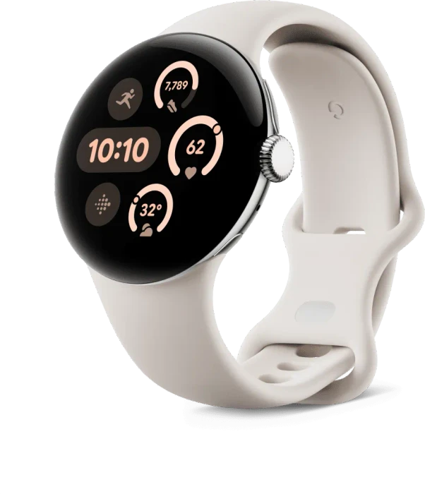 Google Pixel Watch 3 (LTE) 41mm Polished Silver mit Sportarmband Porcelain