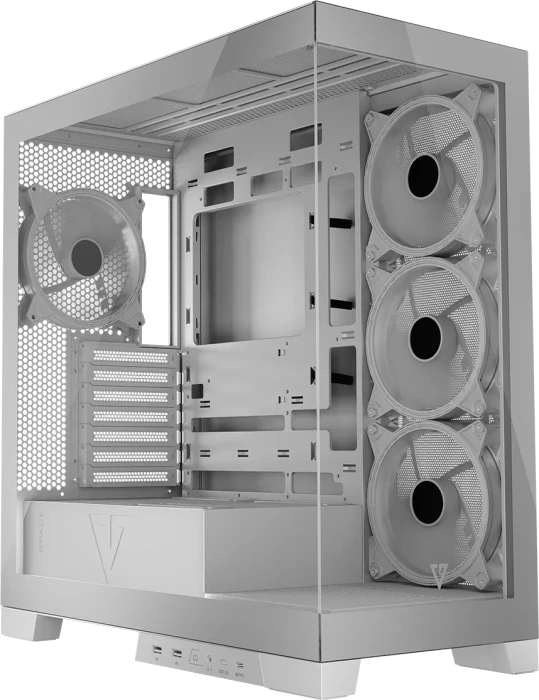 Modecom Volcano Space Apex ARGB Midi White, weiß, Glasfenster