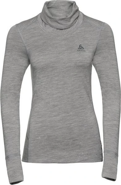 Odlo Natural 100% Merino Warm Turtleneck Funktionsshirt langarm grey melange (Damen)
