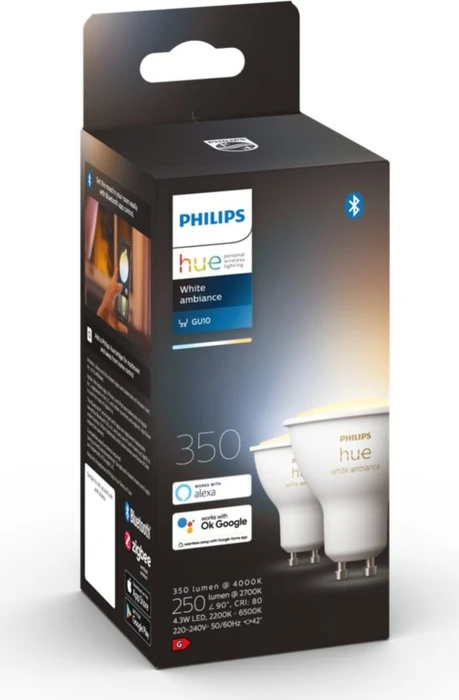 Philips Hue White Ambiance 350 GU10 5W, 2 Stück