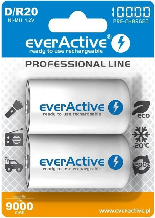 everActive Professional Line Mono D NiMH 10000mAh, 2er-Pack