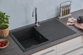 Respekta Houston 800x500mm Einbau Becken reversibel schwarz