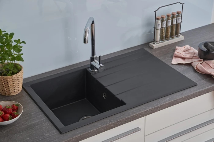 Respekta Houston 800x500mm Einbau Becken reversibel schwarz