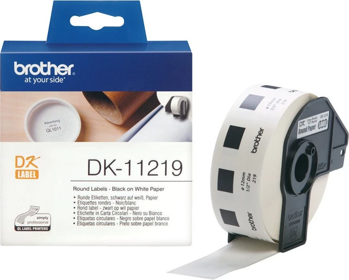 Brother Endlosetiketten DK-11219 rund, 12mm, weiß, 1er-Pack (1200 Etiketten)