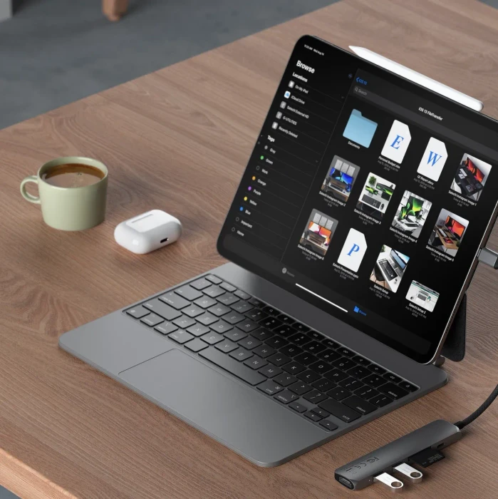 Satechi 6-in-1 Slim Multiport Adapter, Space Grey, USB-C 3.1 [Stecker]
