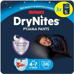 Huggies DryNites Boys Einwegwindel, 4-7J, 17-30kg, 30 Stück (3x 10 Stück)