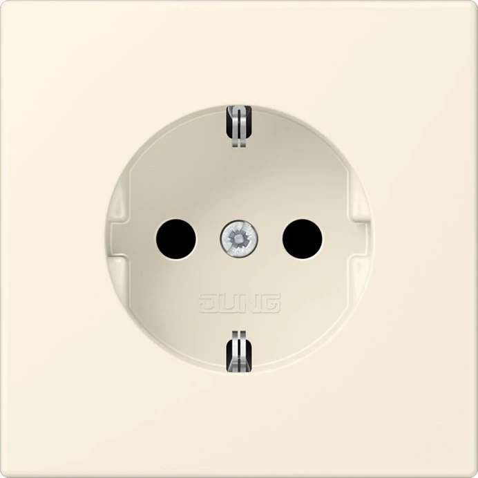 Jung SCHUKO-Steckdose, 16 A 250 V ~, Schraubklemmen, Duroplast lackiert, Serie LS, blanc ivoire