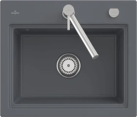 Villeroy & Boch Subway Style 60 S Einbau Becken mittig mit Ablauffernbedienung graphite