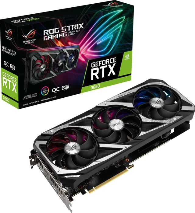ASUS ROG Strix GeForce RTX 3050 OC, ROG-STRIX-RTX3050-O8G-GAMING, 8GB GDDR6, 2x HDMI, 3x DP