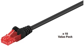 MicroConnect Patchkabel, Cat6, U/UTP, RJ-45/RJ-45, 10m, schwarz, 10er-Pack