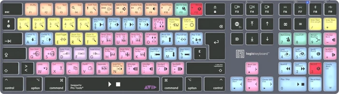 LogicKeyboard Titan Wireless Avid Pro Tools Mac, Titanium Gray, LEDs weiß, USB/Bluetooth, FR