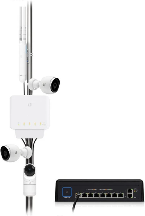 Ubiquiti UniFiSwitch Flex Outdoor Wallmount Gigabit Managed Switch, 5x RJ-45, 46W PoE PD