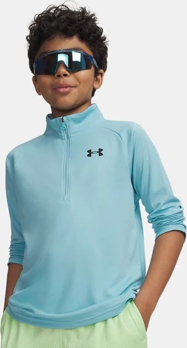 Under Armour Tech 2.0 Zip Funktionsshirt langarm blue haze/black (Junior)