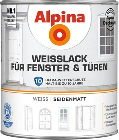 Alpina Farben Weißlack Fenster & Türen seidenmatt weiß, 2l