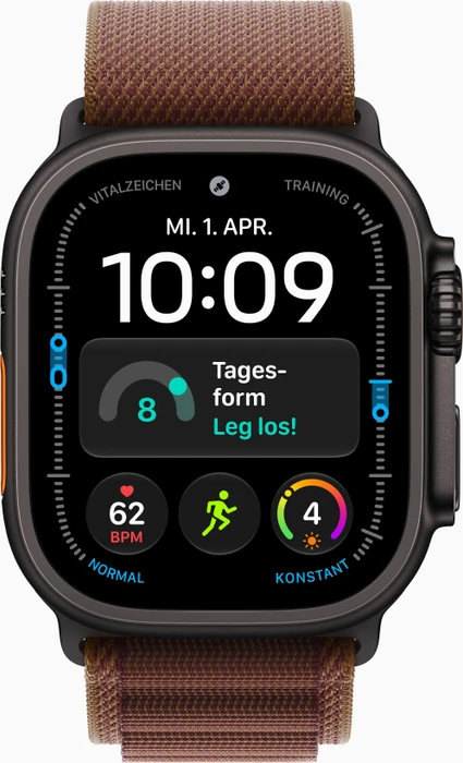 Apple Watch Ultra 4 schwarz mit Alpine Loop Large burgunder