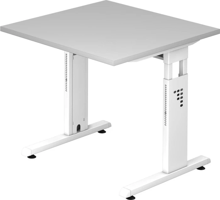 Hammerbacher Ergonomic O-Serie OS08/5/W Schreibtisch 80x80cm grau/weiß
