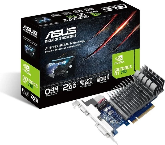 ASUS GeForce GT 710 Silent, 710-2-SL, 2GB DDR3, VGA, DVI, HDMI