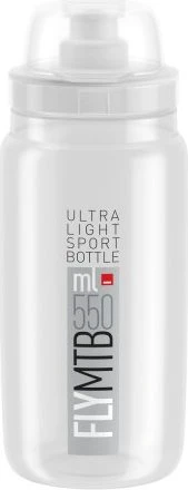 Elite Fly MTB Trinkflasche 550ml clear/grey logo