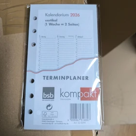 bsb-obpacher Kalender Kompakt Vertikal Ersatzeinlage Wochenansicht 2026, A6