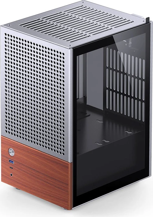 Jonsbo T6 Silver, silber/braun, Glasfenster, Mini-ITX
