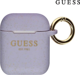 Guess Airpods 1 und 2 Hülle Vintage Script violett
