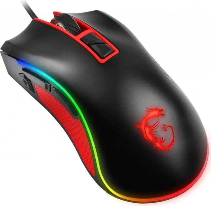 MSI M92 RGB Gaming Mouse, schwarz/rot, USB