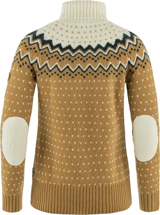 Fjällräven Övik Roller Neck Strickpullover buckwheat brown/chalk white (Damen)