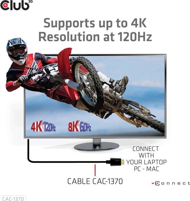 Club 3D Ultra High Speed HDMI 2.1 Kabel 4K120Hz, 8K60Hz, 48Gbps zertifiziert, 1.50m