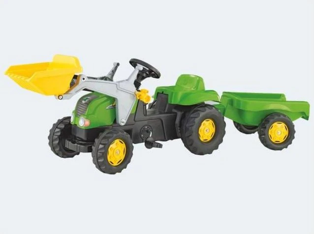 rolly toys rollyKid-X Trettraktor mit Frontlader und Anhänger grün