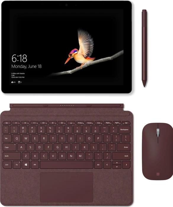 Microsoft Surface Go, rot, Pentium Gold 4415Y, 8GB RAM, 128GB, Signature Type Cover Bordeaux rot
