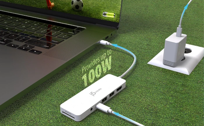 j5create Eco-Friendly 7-in1 USB-C Multi-Port Hub with Power Delivery rosa, USB-C 3.0 [Stecker]