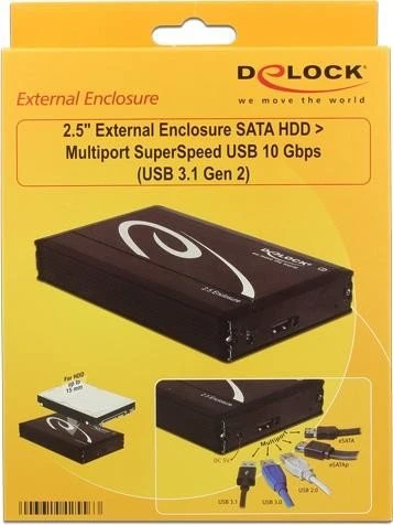 DeLOCK 15mm, eSATAp 6Gb/s + USB-A 3.1