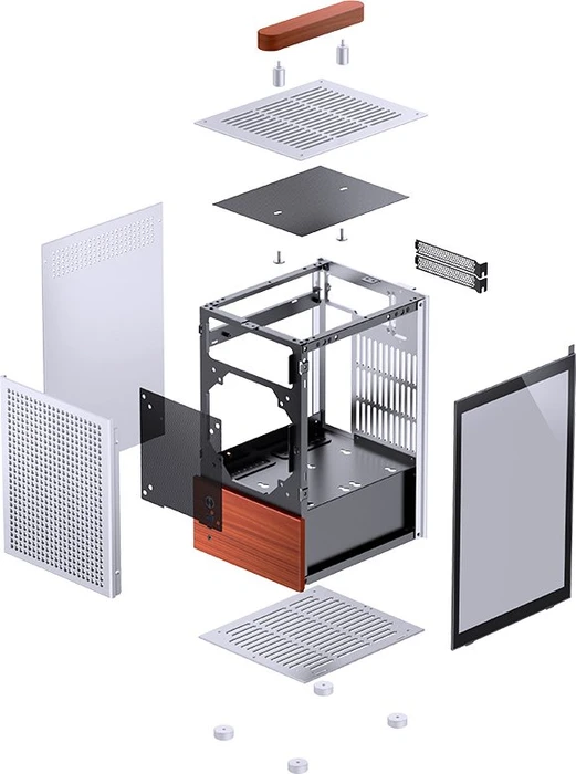 Jonsbo T6 Silver, silber/braun, Glasfenster, Mini-ITX