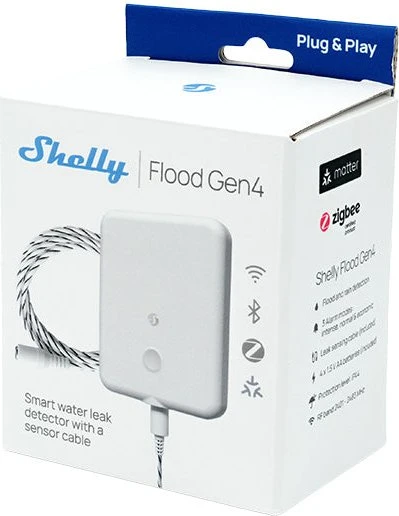 Shelly Flood Gen4 WLAN-Wassermelder, Temperatur-/Wasserlecksensor