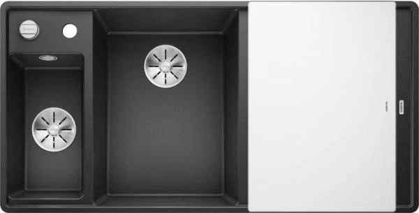 Blanco Axia III 6 S-F InFino Becken links mit Ablauffernbedienung anthrazit inkl. Glasschneidebrett