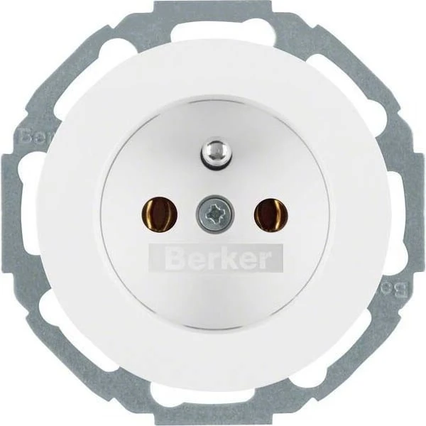 Berker Serie R.classic Steckdose mit Schutzkontaktstift, polarweiß glänzend