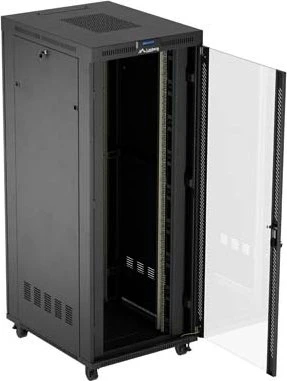 Lanberg 19" Rackschrank 42HE, LCD, freistehend, Flat Pack, V2, Glastür, IP20, RAL 9004, 1000mm tief